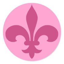 Round Fleur de Lis Stickers PINK