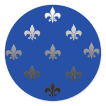 Round Fleur de Lis Stickers Silver