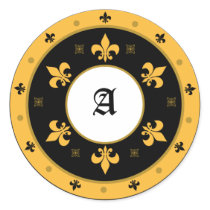 Round Fleur de Lis Stickers with Customisable Text