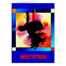 Round Peg inSquare Hole Skateboarder Party Greeting Cards