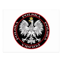Round Polska Eagle Postcard