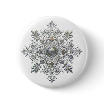 Round Silver Snowflake Button