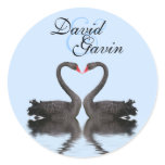 Round Sticker Seal Romancing Swans