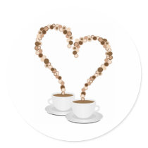 Round stickers " morning coffee "