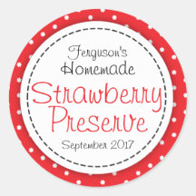 Round strawberry preserve or jam jar food label round stickers