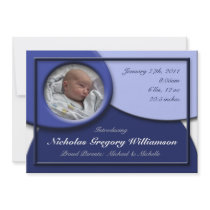 Rounded Dark Blue Birth Announcements