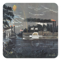 Rounding a Bend on the Mississippi Steamboat Sticker