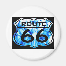route 66 blue fire fridge magnet