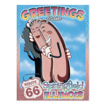Route 66 Greetings Springfield Illinois Postcard