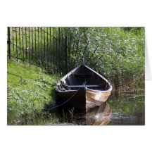 ROW BOAT RIVER NATURE GRASSES COUNTRY SCENERY GREETING CARDS