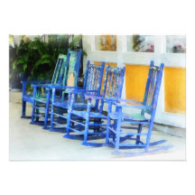 Row of Blue Rocking Chairs Announcements