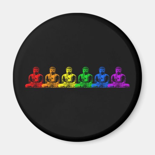 Row of Rainbow Buddhas Magnet
