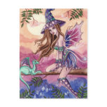 Rowenia - Witch and Dragon Postcard