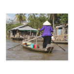 Rowing a boat in Mekong Delta, Vietnam Post Cards