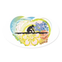 Rowing illustration sticker