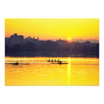 Rowing Training At Sunset Personalized Invitations
