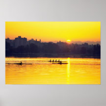 Rowing Training At Sunset Posters