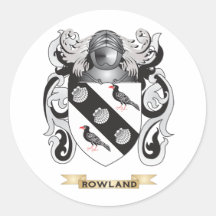Rowland Coat of Arms (Family Crest) Round Stickers