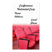 Rows of Red Chairs in Conference Room Business Card Template