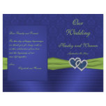 Royal Blue and Chartreuse Damask Wedding Program flyers
