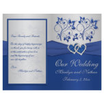 Royal Blue and Silver Floral Wedding Program flyers