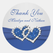 Royal Blue and Silver Joined Hearts Sticker