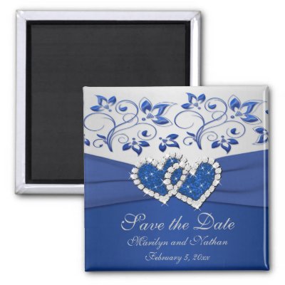 Royal Blue and Silver Wedding Favour Magnet by NiteOwlStudio