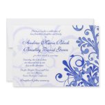 Royal Blue and White Floral Wedding Invitation