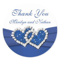 Royal Blue and White Joined Hearts Sticker