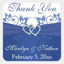 Royal Blue and White Joined Hearts Sticker 2