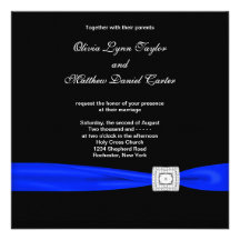 Royal Blue Black Blue Wedding Announcements