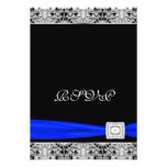 Royal Blue Black Lace RSVP Personalised Invitation