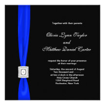 Royal Blue Black Wedding Custom Invitation