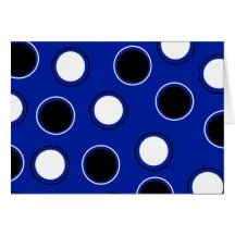 Royal Blue Black White Polka Dots Circles Pattern Card