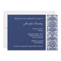 Royal Blue Damask Bridal Shower Invitation