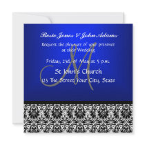 Royal Blue Damask Wedding Invitation