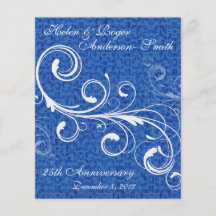 Royal Blue Elegant Damask Swirl Anniversary Party Personalized Flyer