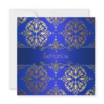 Royal Blue Gold Damask All Occasion Party invitations