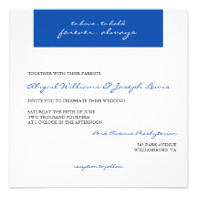 Royal Blue Handwritten Style Wedding Invitation