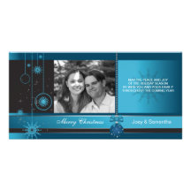 Royal - Blue ornament christmas holiday photocard Personalised Photo Card