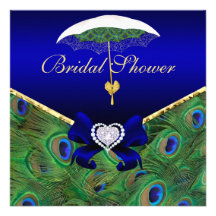 Royal Blue Peacock Bridal Shower Invite