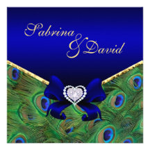 Royal Blue Peacock Wedding Invitation