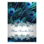 Royal Blue Peacock Wedding Save the Date Personalised Invite