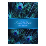 Royal Blue Purple Peacock Feathers Wedding Invitation