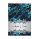 Royal Blue Silver Indian Peacock Reception Cards invitations