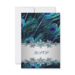 Royal Blue Silver Indian Peacock Wedding RSVP invitations