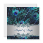 Royal Blue Silver Royal Indian Peacock Wedding Personalised Invitation