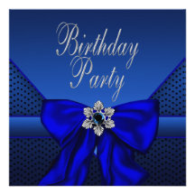 Royal Blue Silver Womans Birthday Party Invites