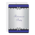 Royal Blue Silver Womans Retirement Party invitations