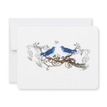 Royal Blue Vintage Love Birds Wedding RSVP invitations